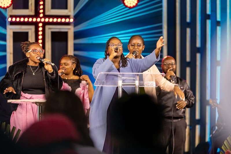 Worship team serving